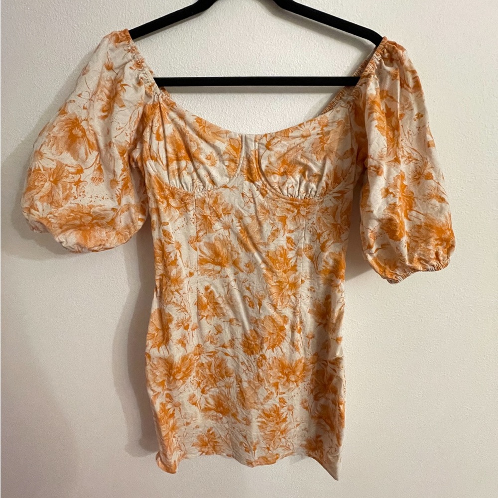 Luna B. Orange & White Mini Dress. Size Med. Worn Once.